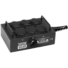 Showgear BO-6-PG - 6 schuko's met kabelmoer, 16A max. - 50289