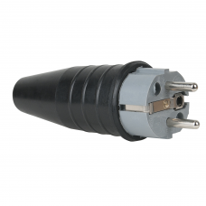 PCE Rubber Schuko 230V/240V CEE7/VII Connector Male - Black / Grey - 90398