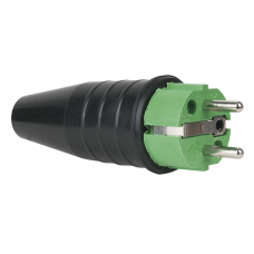 PCE Rubber Schuko 230V/240V CEE7/VII Connector Male - Black / Green - 90398G