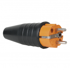 PCE Rubber Schuko 230V/240V CEE7/VII Connector Male - Black / Orange - 90398O
