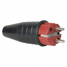 PCE Rubber Schuko 230V/240V CEE7/VII Connector Male - Black / Red - 90398R