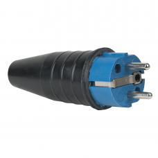 PCE Rubber Schuko 230V/240V CEE7/VII Connector Male - Black / Blue - 90398U