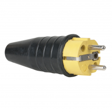 PCE Rubber Schuko 230V/240V CEE7/VII Connector Male - Black / Yellow - 90398Y
