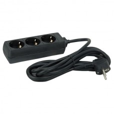 DAP 3-Way Socket - Zwart, 1,5 m kabel 3 x 1,5 mm2 - 90462