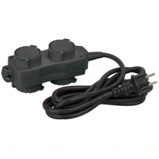 DAP 2 + 2-way IP20 Multisocket - 1,5 m kabel 3 x 1,5 mm2 - 90463