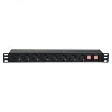 Showgear 19" 1U Main Power Strip 16 - Knoppen aan de voor- en achterkant - 91231