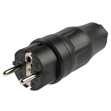 PCE Rubber Schuko Connector Male - Zwart - 91392