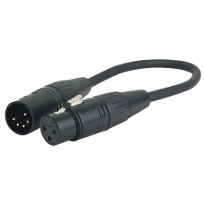 DAP 5 pin XLR Male to 3 pin XLR Female - 25 cm, zwart - FLA36