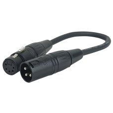 DAP 3 pin XLR Male to 5 pin XLR Female - 25 cm, zwart - FLA37