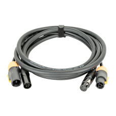 DAP FP23 Hybrid Cable - Power Pro True & 5-pin XLR - DMX / Power - 150 cm, black jacket - FP23150