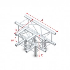 Milos Pro-30 Square F Truss - T-Cross + Down 4-way - 50 cm - QLF40sp - 90° corner - silver - F - FQ30040