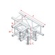 Milos Pro-30 Square F Truss - T-Cross + Down 4-way - 50 cm - QLF40sp - 90° corner - silver - F - FQ30040