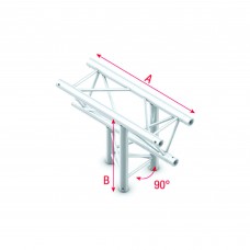 Milos Pro-30 Triangle F Truss - T-Cross vertical 3-way, apex down - 50 cm - ATF35sp - 90° corner - silver - F - FT30035