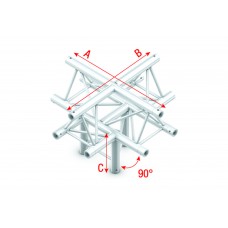 Milos Pro-30 Triangle F Truss - Cross + down 5-way, apex up - 50 cm - ACF52sp - 90° corner - silver - F - FT30052