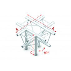 Milos Pro-30 Square F Truss - Cross + Down 5-way - 50 cm - ACF53sp - 90° corner - silver - F - FT30053