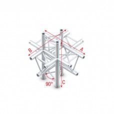 Milos Pro-30 Triangle F Truss - Cross up/down 6-way - 50 cm - ACF61sp - 90° corner - silver - F - FT30061