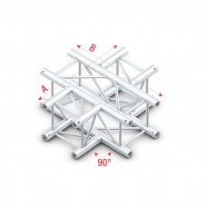 Milos Pro-30 Square G Truss - T-Cross + Down 4-way - 50 cm - QLU40sp - 90° corner - silver - G - GQ30040