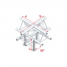 Milos Cross + down 5-way, apex up - Kruis en omlaag 5 richtingen punt omhoog inclusief aansluitingen - GT30025