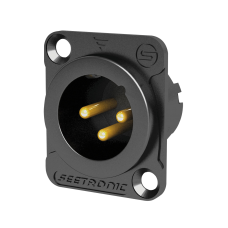 Seetronic XLR 3P Chassis, male - Gold contacts - black housing - MJ3F2CBG