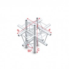 Milos Pro-30 Triangle P Truss - Cross up/down 6-way - 50 cm - ACB61sp - 90° corner - silver - P - PT30061