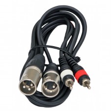 JB Systems 2-0445 - Assembled cable signal, 2x RCA + 3pin XLR m, 1.5m